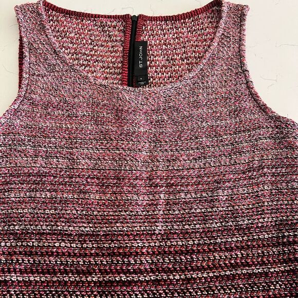 St. John Dress burgundy and Black Sleeveless Knit Dress size 12 - Picture 3 of 9